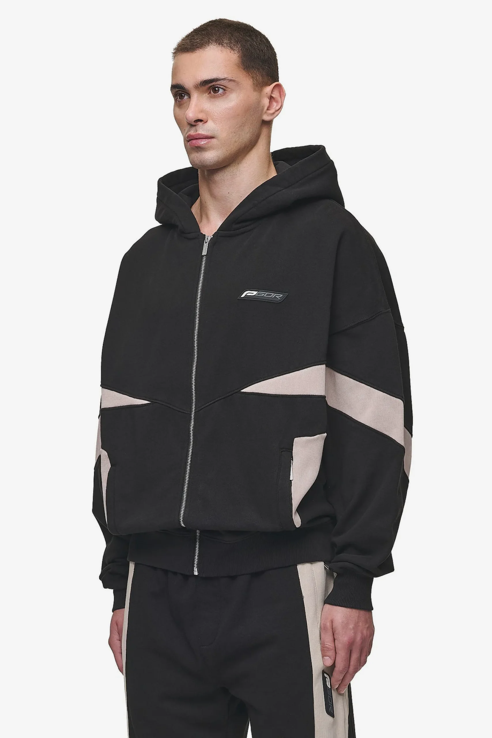 Pegador Aderno Boxy Sweat Jacket Washed Black Light Beige