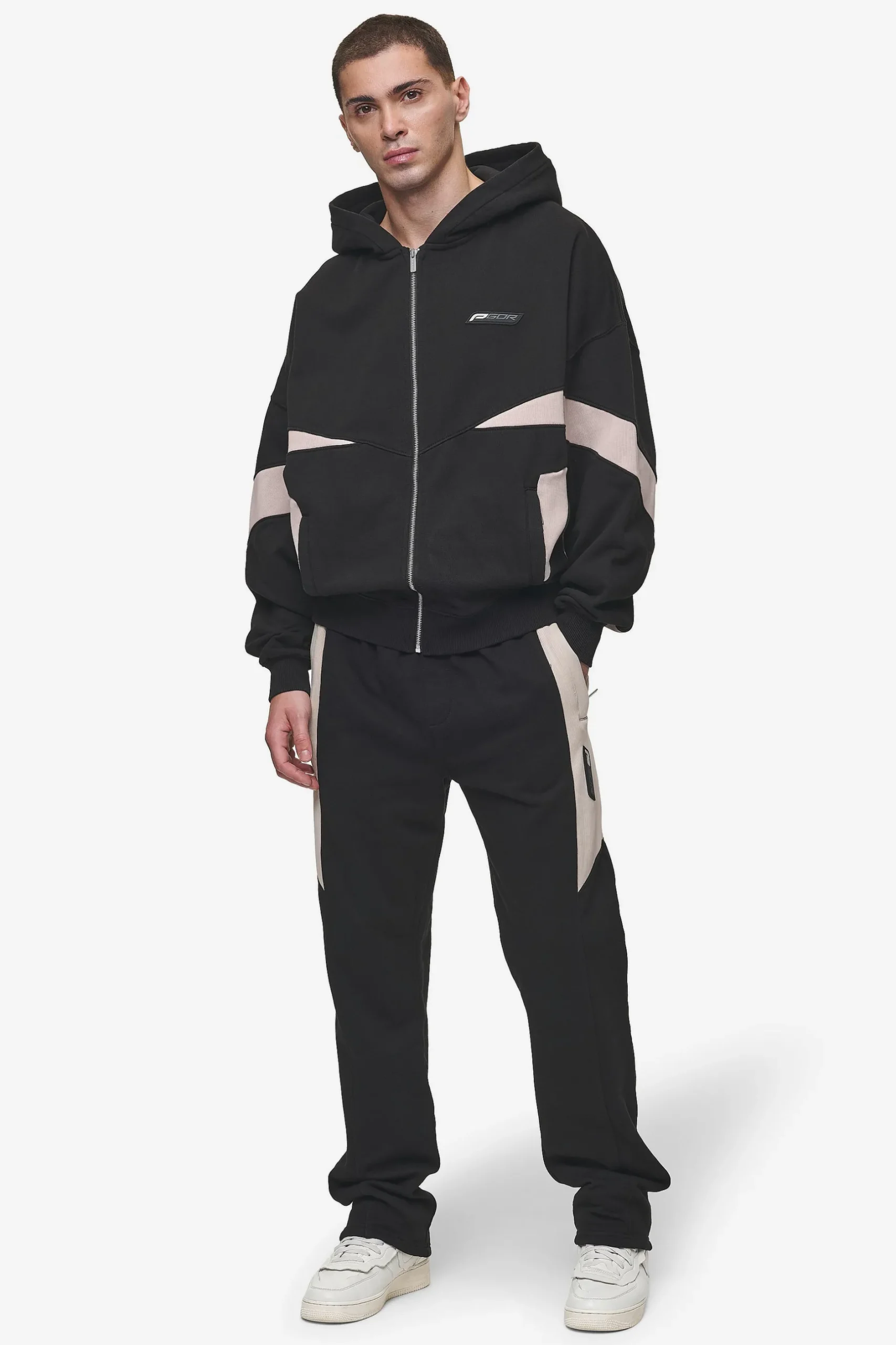 Pegador Aderno Boxy Sweat Jacket Washed Black Light Beige