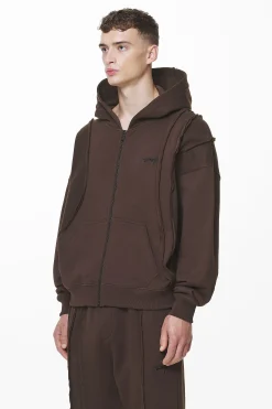 Pegador Ancy Inside Out Terry Boxy Sweat Jacket Washed Oak Brown