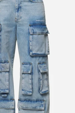 Pegador Celina High Waist Cargo Jeans Washed Pale Blue