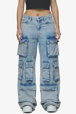 Pegador Celina High Waist Cargo Jeans Washed Pale Blue