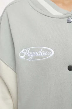 Pegador Dale Oversized Varsity Jacket Vintage Washed Quiet Gray Angels Cream