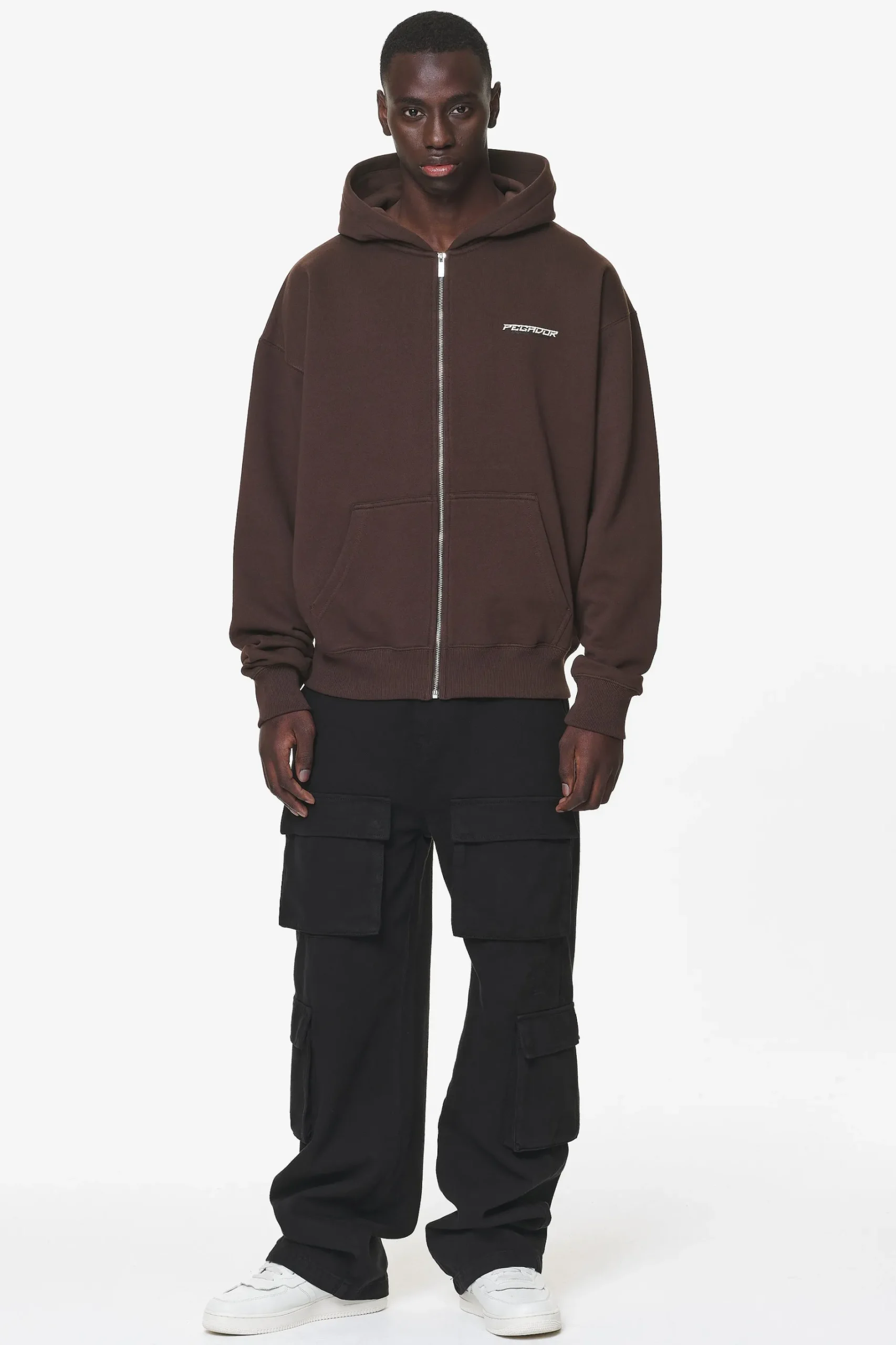 Pegador Fenton Oversized Sweat Jacket Washed Oak Brown