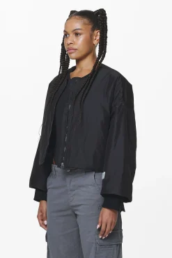 Pegador Floro Volume Puffer Bomber Jacket Black