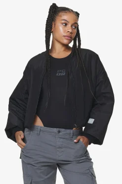 Pegador Floro Volume Puffer Bomber Jacket Black