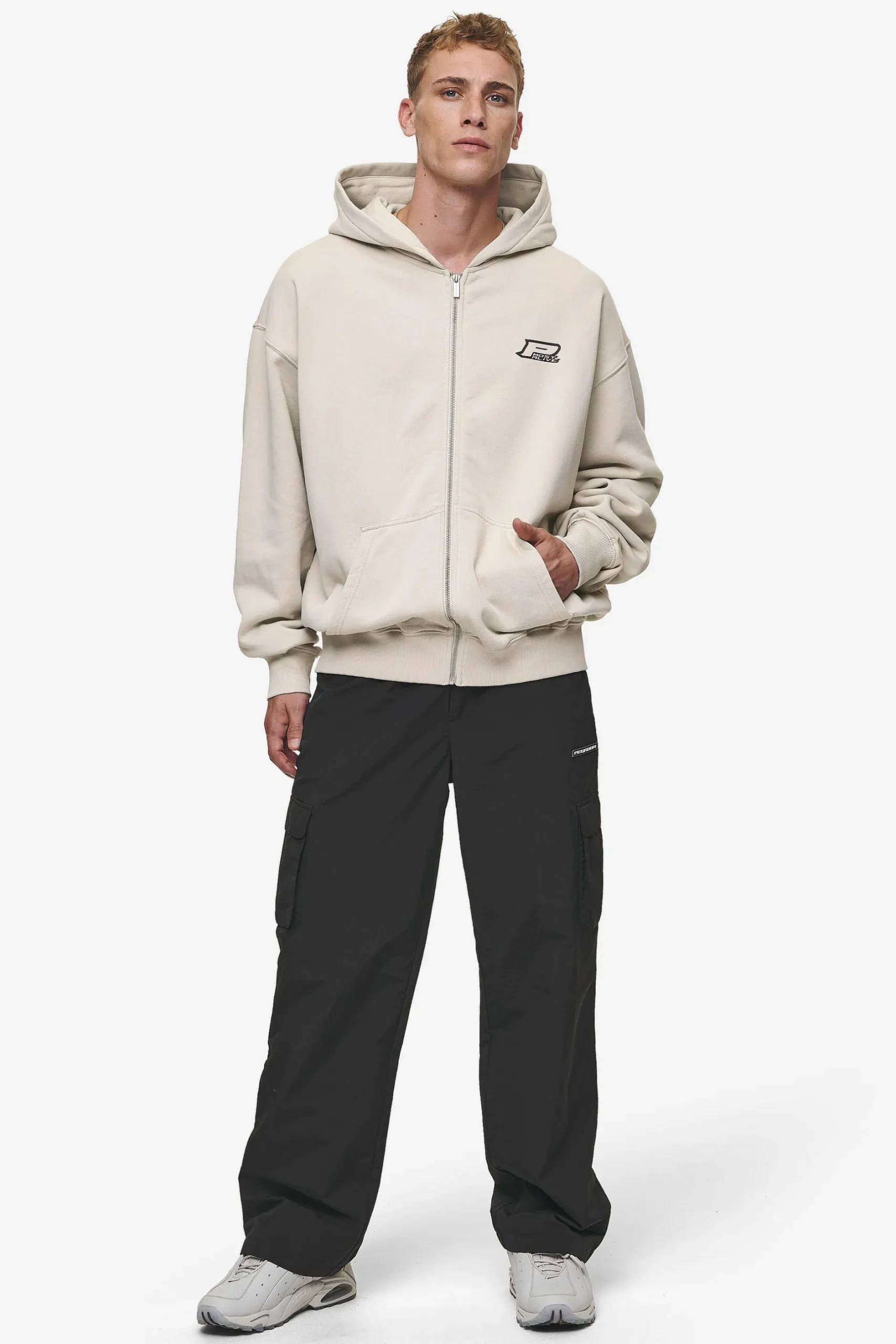 Pegador Fox Oversized Sweat Jacket Washed Light Beige
