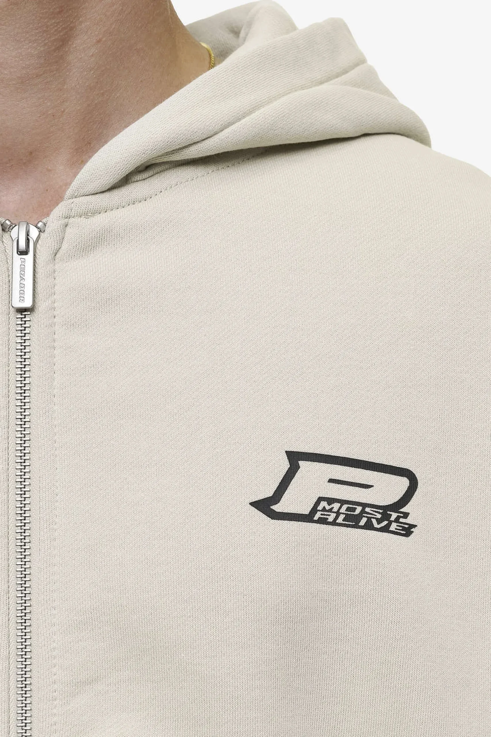 Pegador Fox Oversized Sweat Jacket Washed Light Beige