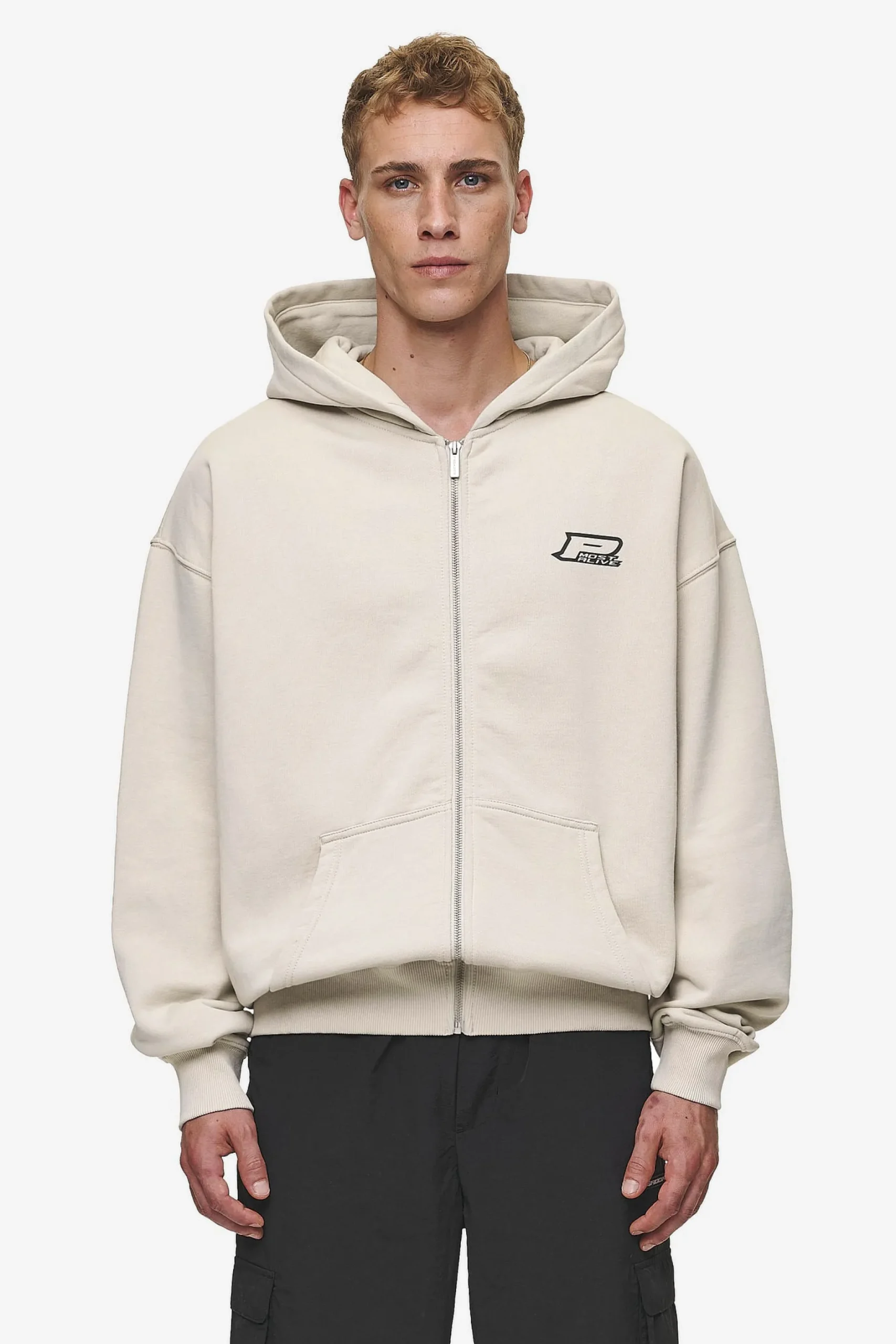Pegador Fox Oversized Sweat Jacket Washed Light Beige
