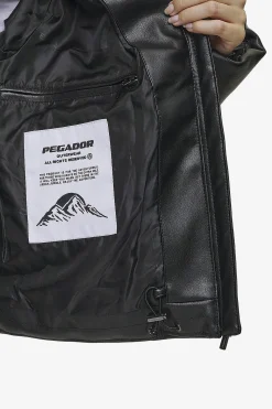 Pegador Georgia Faux Leather Puffer Jacket Metal Logo