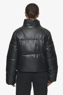 Pegador Georgia Faux Leather Puffer Jacket Metal Logo