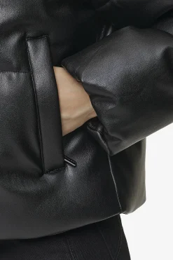 Pegador Georgia Faux Leather Puffer Jacket Metal Logo