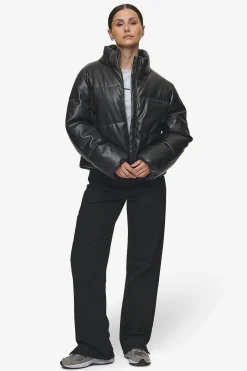Pegador Georgia Faux Leather Puffer Jacket Metal Logo