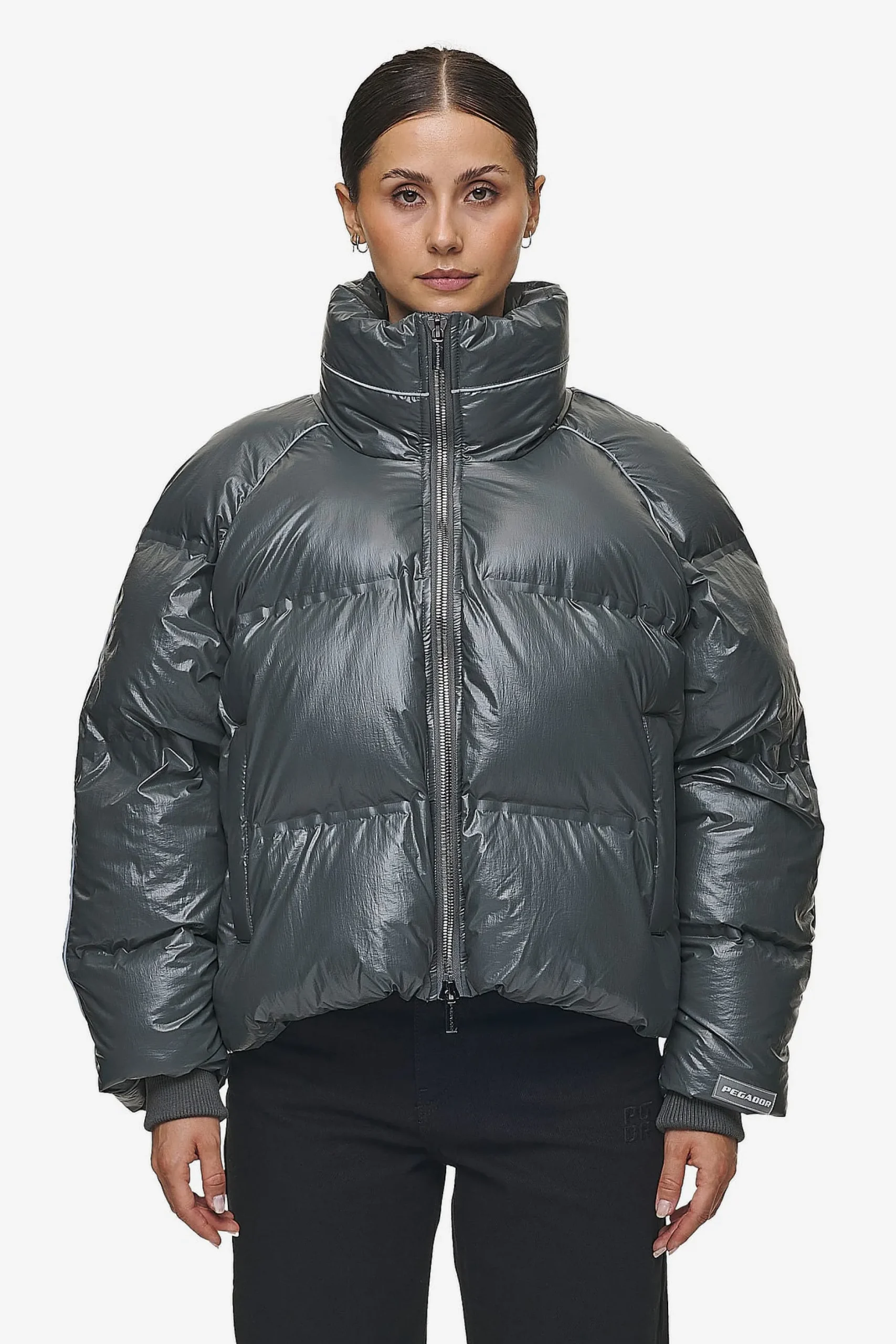 Pegador Henra Crushed Glossy Oversized Raglan Puffer Jacket