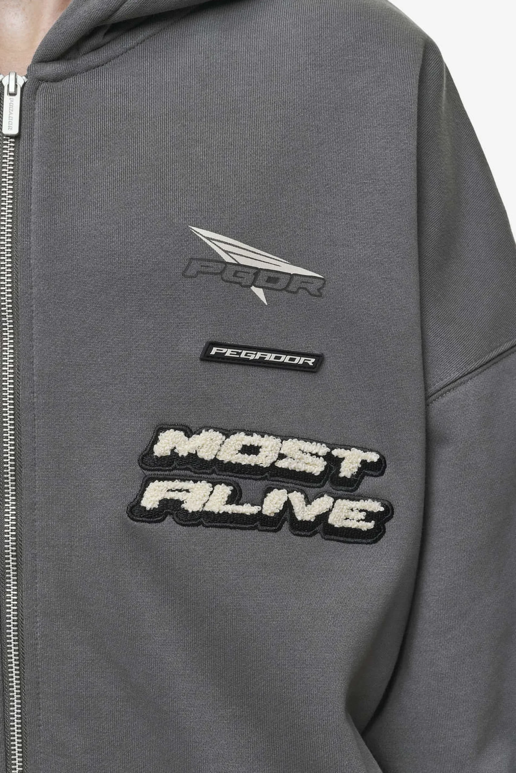 Pegador Hogan Boxy Sweat Jacket Washed Anthracite