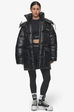 Pegador Izzy Light Glossy Short Puffer Coat Black