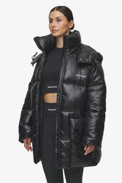 Pegador Izzy Light Glossy Short Puffer Coat Black