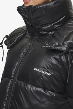 Pegador Izzy Light Glossy Short Puffer Coat Black