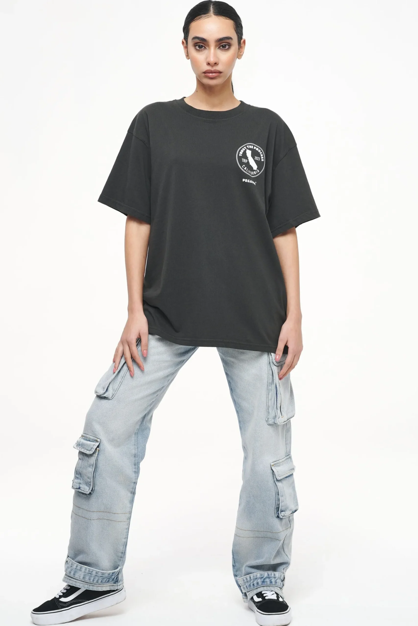 Pegador Jay Oversized Tee Vintage Washed Iron Grey