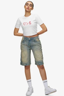 Pegador Jayde Baby Tee White Red