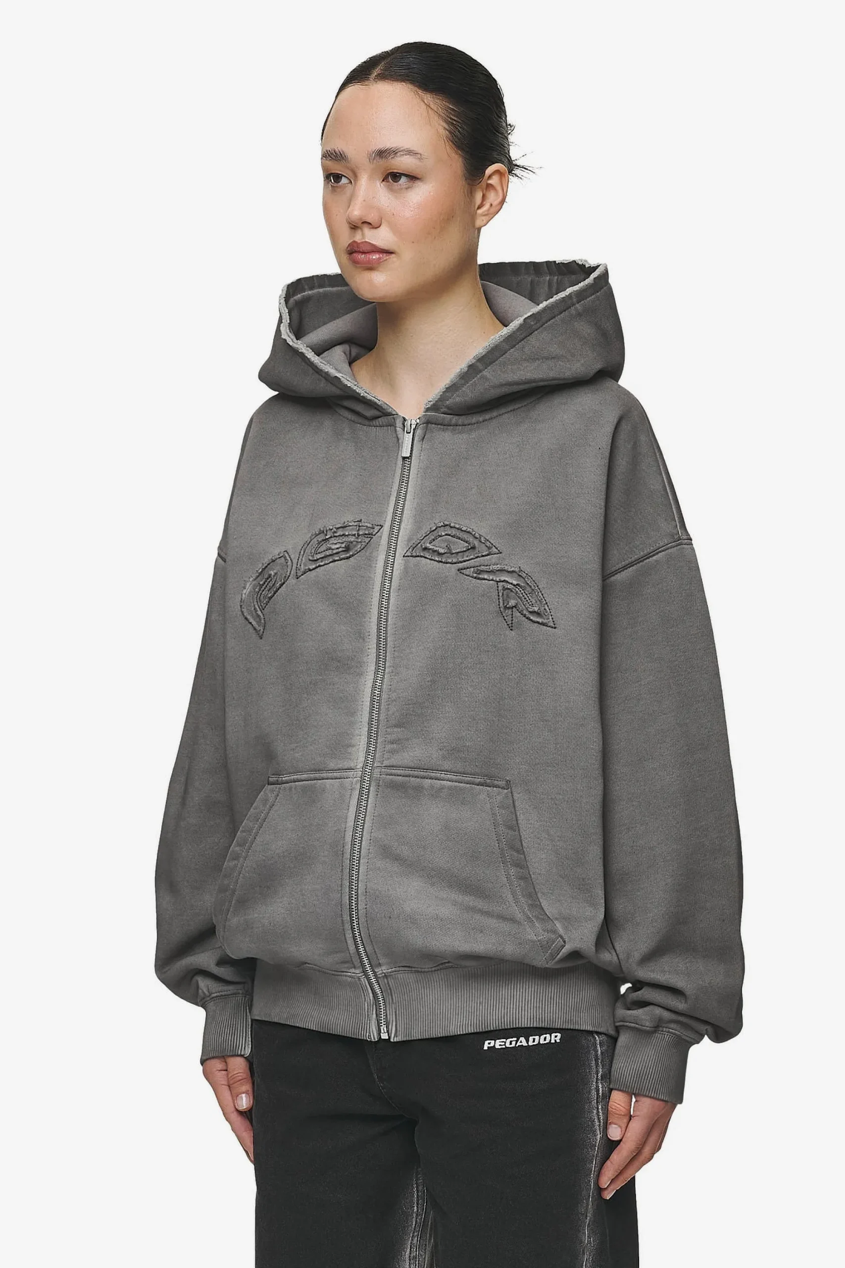 Pegador Julia Oversized Sweat Jacket Oil Dyed Deep Grey