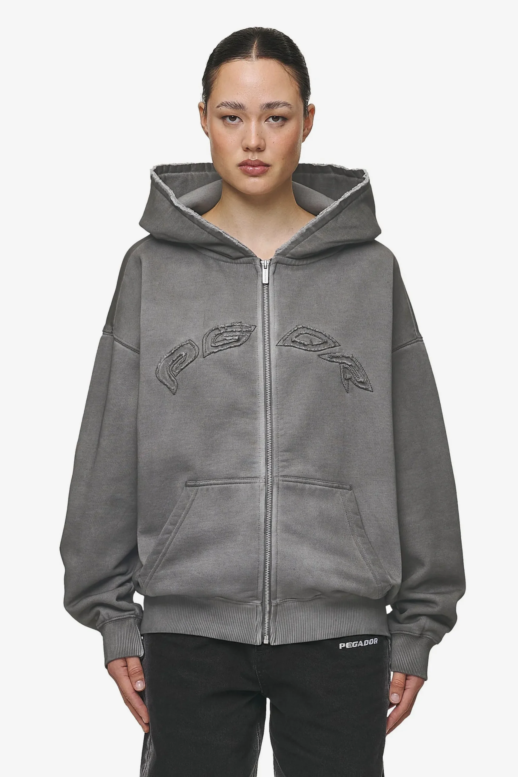 Pegador Julia Oversized Sweat Jacket Oil Dyed Deep Grey