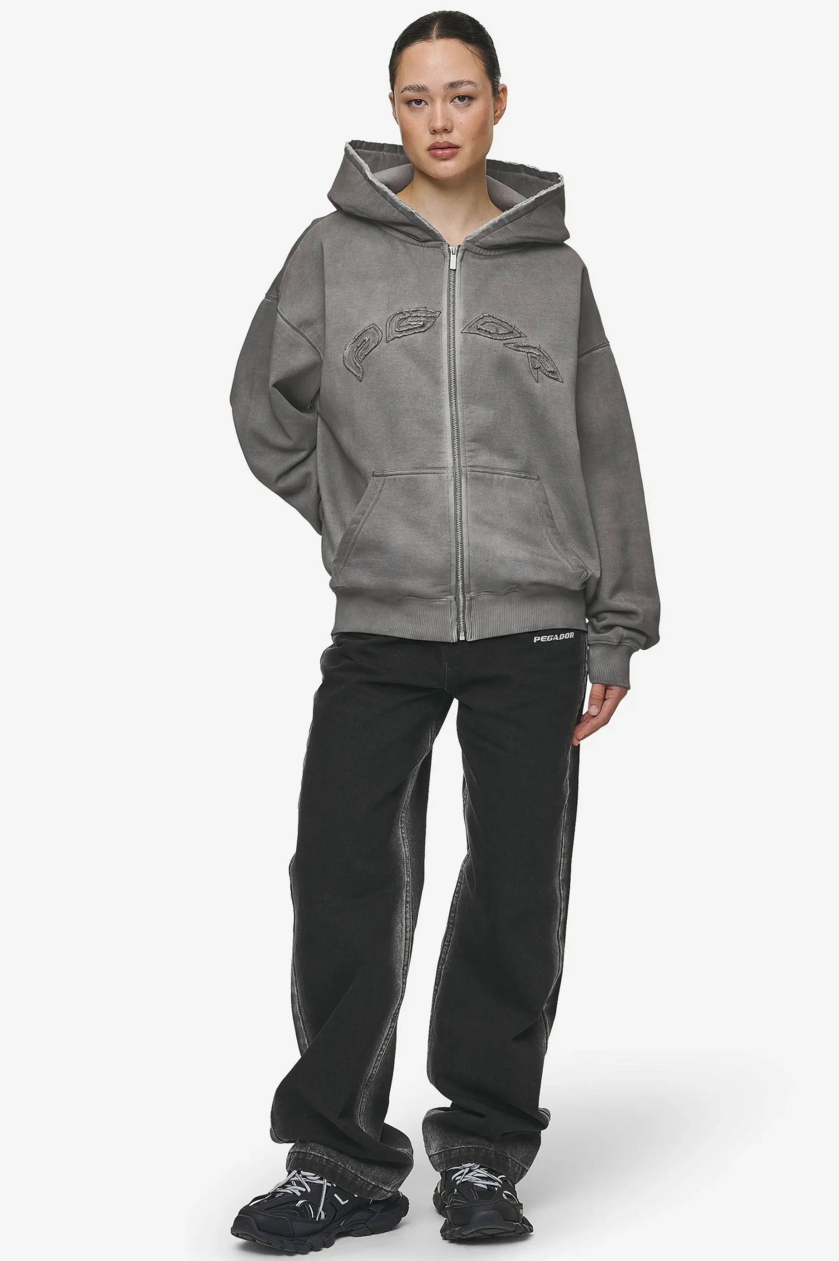 Pegador Julia Oversized Sweat Jacket Oil Dyed Deep Grey