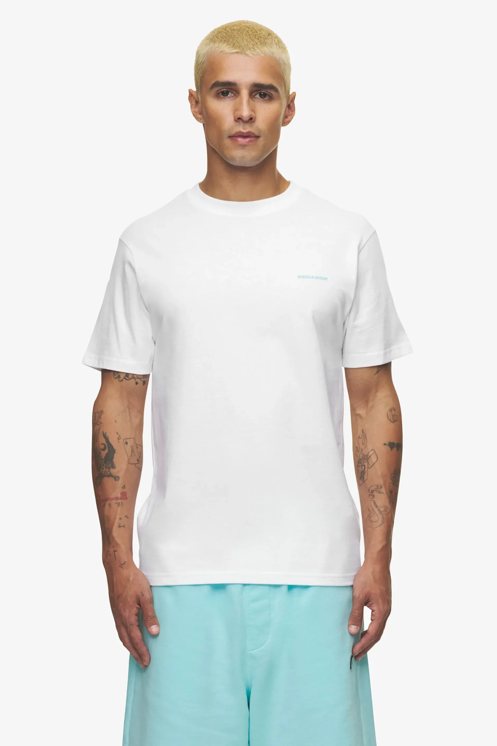 Pegador Logo Slim Tee White Sky Blue