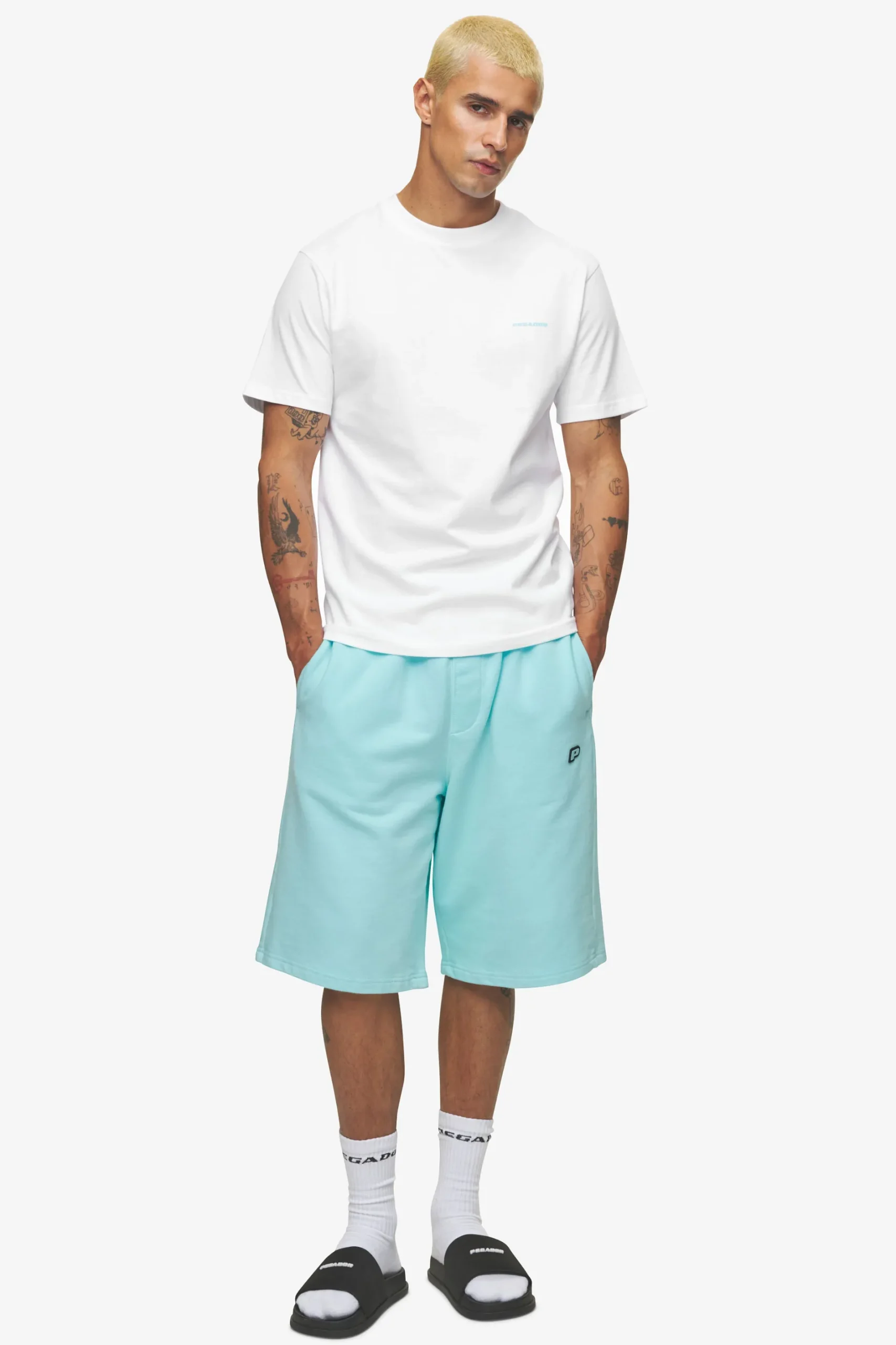 Pegador Logo Slim Tee White Sky Blue