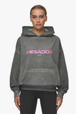 Pegador Lui Sprayed Oversized Hoodie Oil Dyed Deep Grey