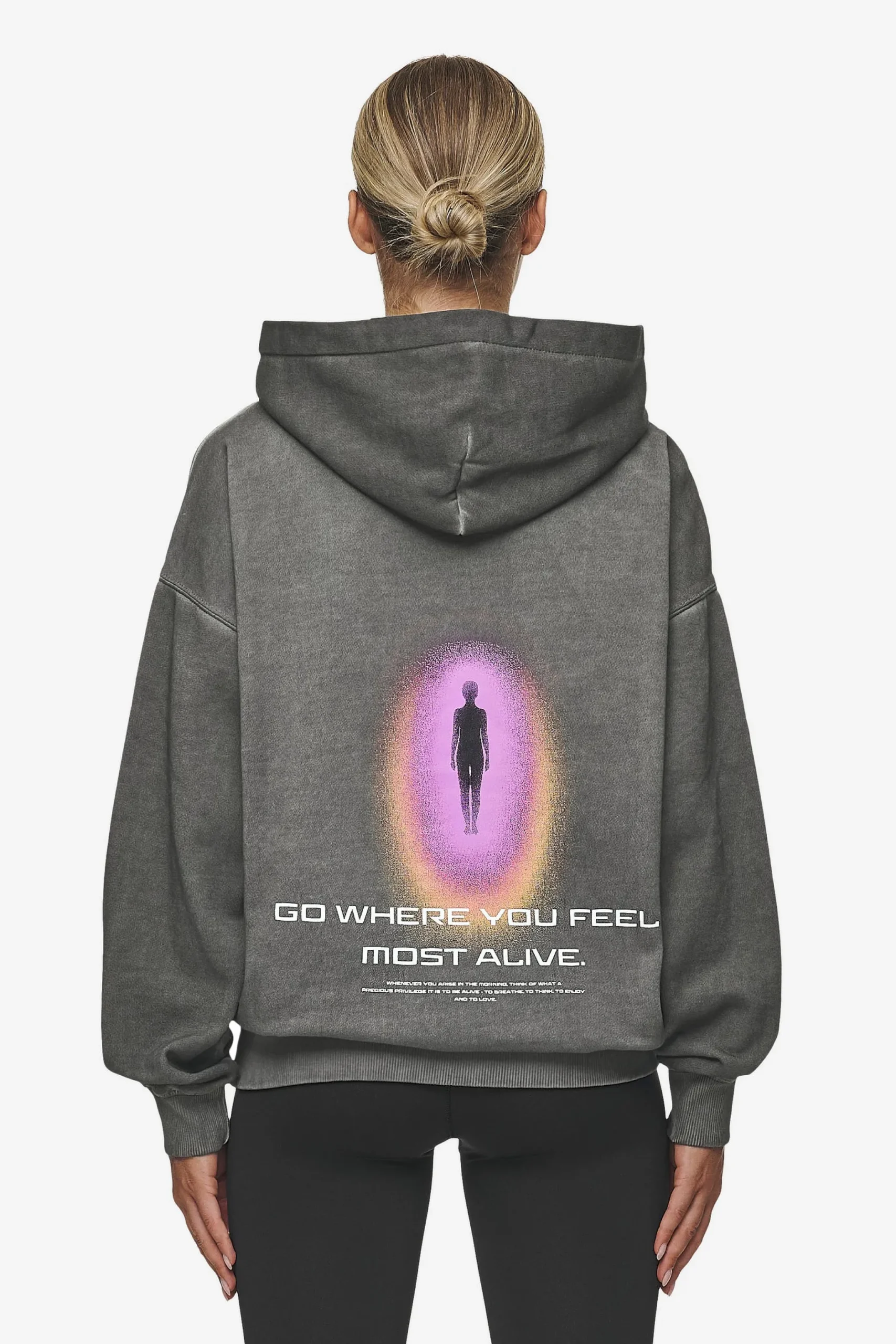 Pegador Lui Sprayed Oversized Hoodie Oil Dyed Deep Grey