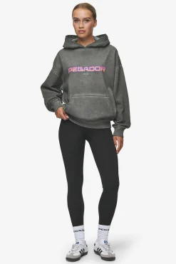 Pegador Lui Sprayed Oversized Hoodie Oil Dyed Deep Grey