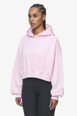 Pegador Luna Logo Oversized Cropped Hoodie Washed Bubblegum White