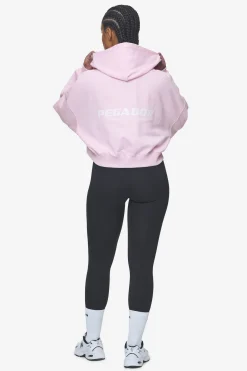 Pegador Luna Logo Oversized Cropped Hoodie Washed Bubblegum White