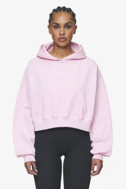 Pegador Luna Logo Oversized Cropped Hoodie Washed Bubblegum White