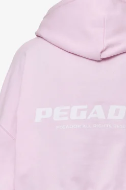 Pegador Luna Logo Oversized Cropped Hoodie Washed Bubblegum White