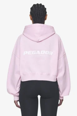 Pegador Luna Logo Oversized Cropped Hoodie Washed Bubblegum White