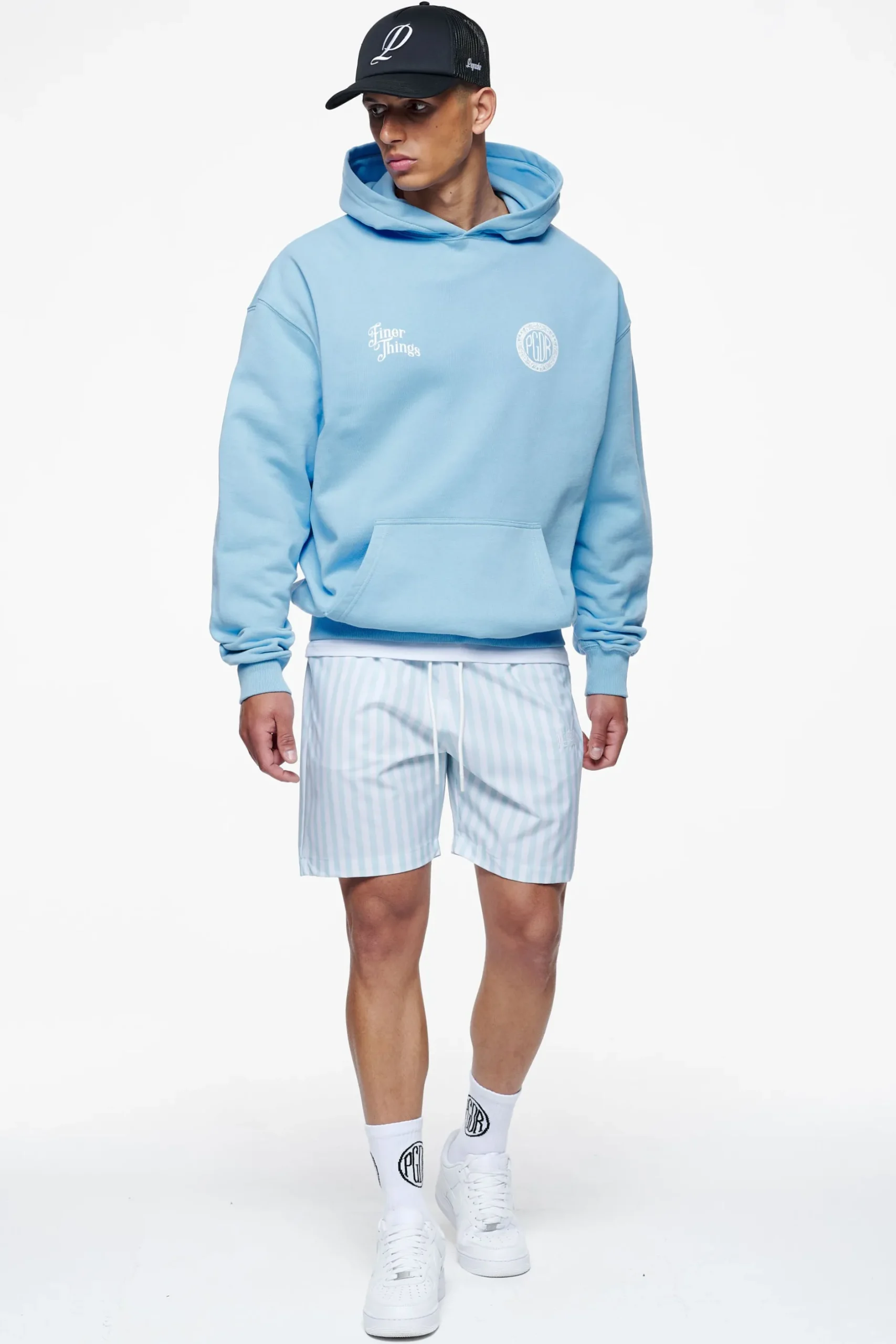 Pegador Manett Striped Swim Shorts Riviera Blue White