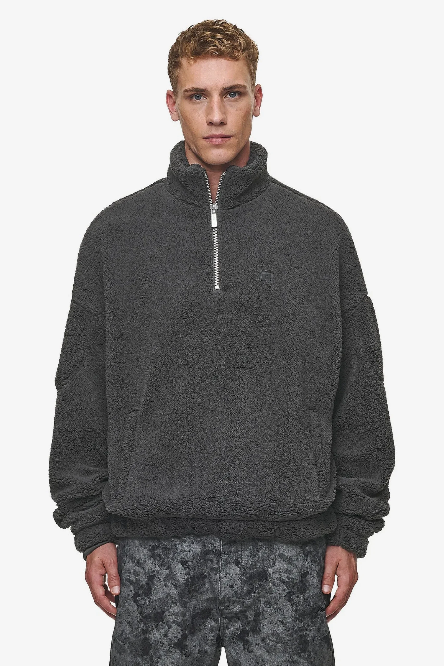 Pegador Munoz Teddy Half Zip Sweater Anthracite
