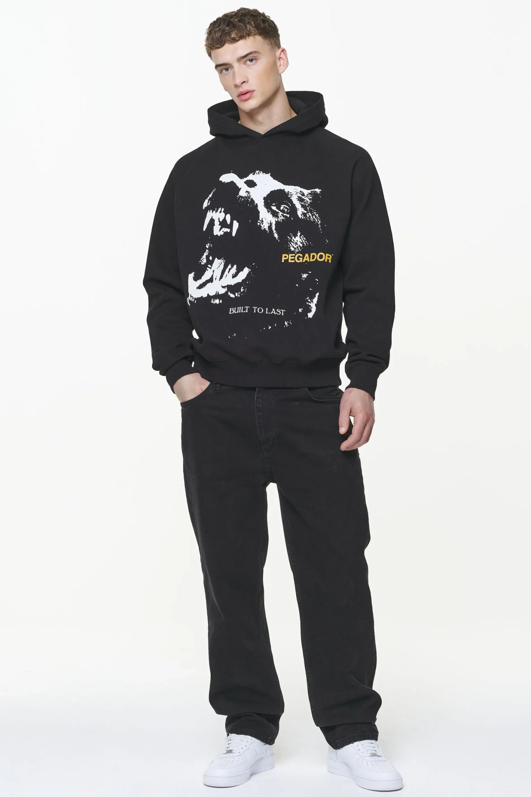 Pegador Nether Raglan Hoodie Vintage Washed Onyx Black