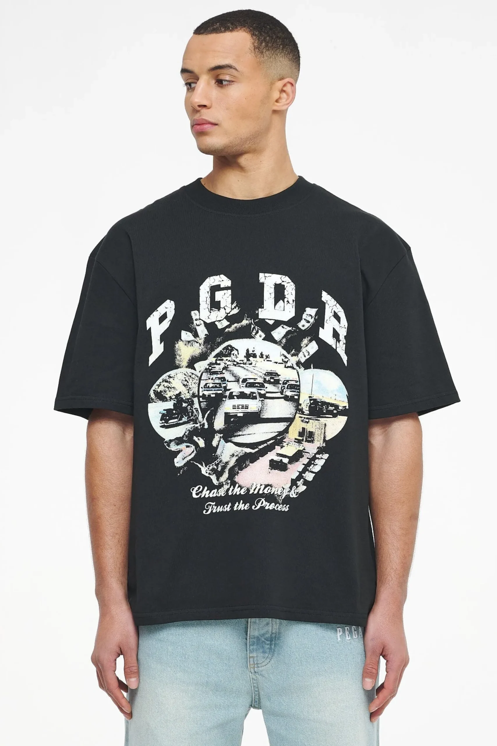 Pegador Reid Oversized Tee Vintage Washed Black Ink