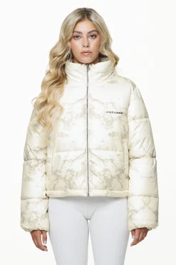 Pegador Royal Marble Puffer Jacket Bone White Fossil Taupe
