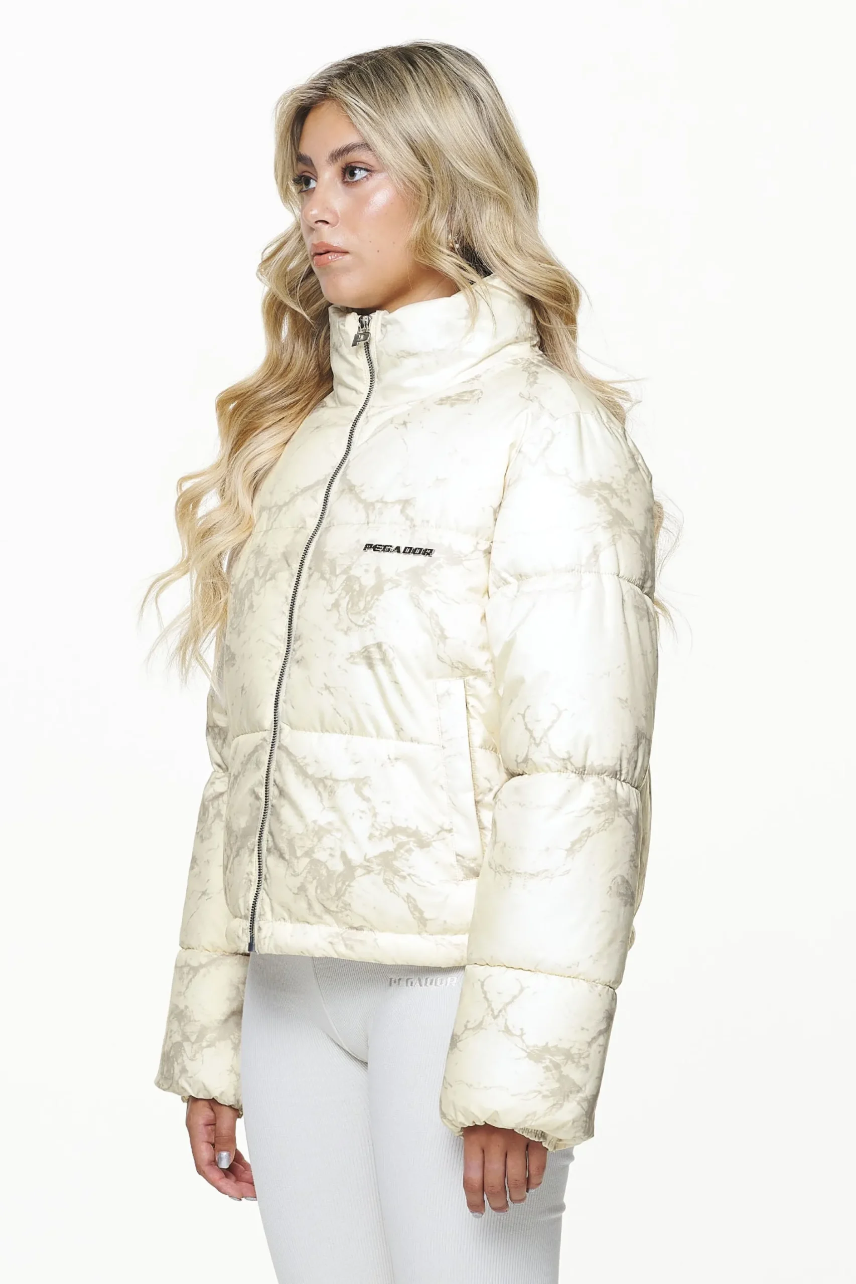 Pegador Royal Marble Puffer Jacket Bone White Fossil Taupe
