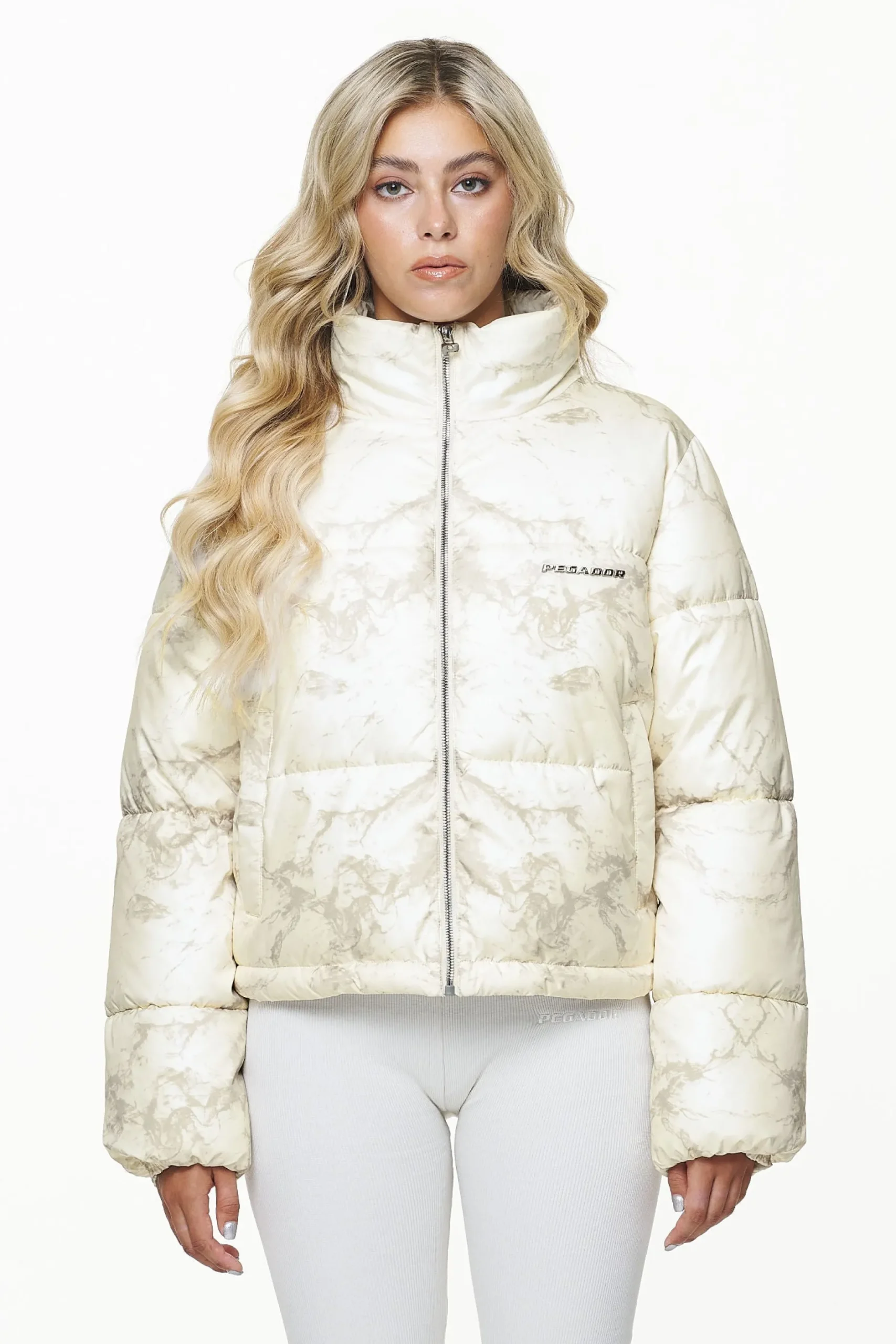 Pegador Royal Marble Puffer Jacket Bone White Fossil Taupe