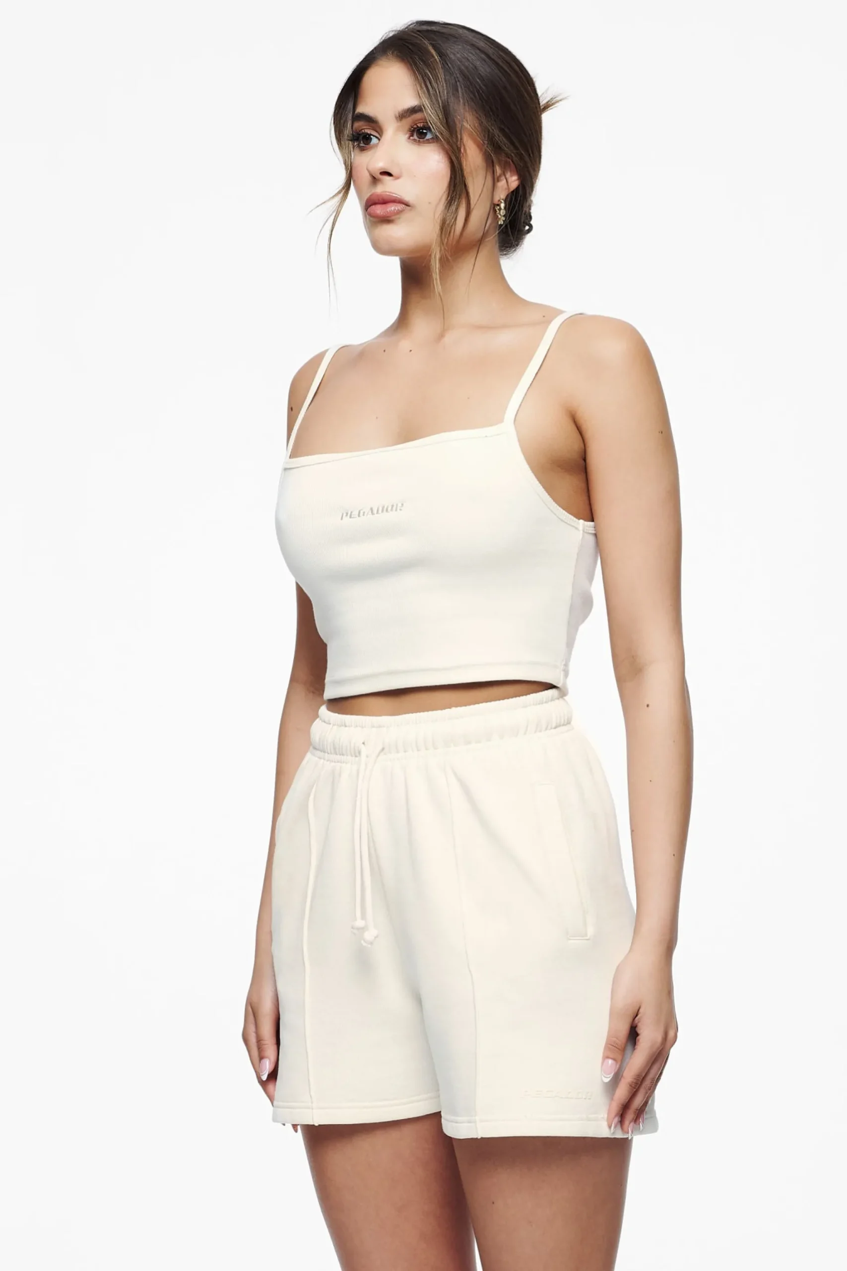 Pegador Ruby Rib Crop Top Vintage Washed Unbleached
