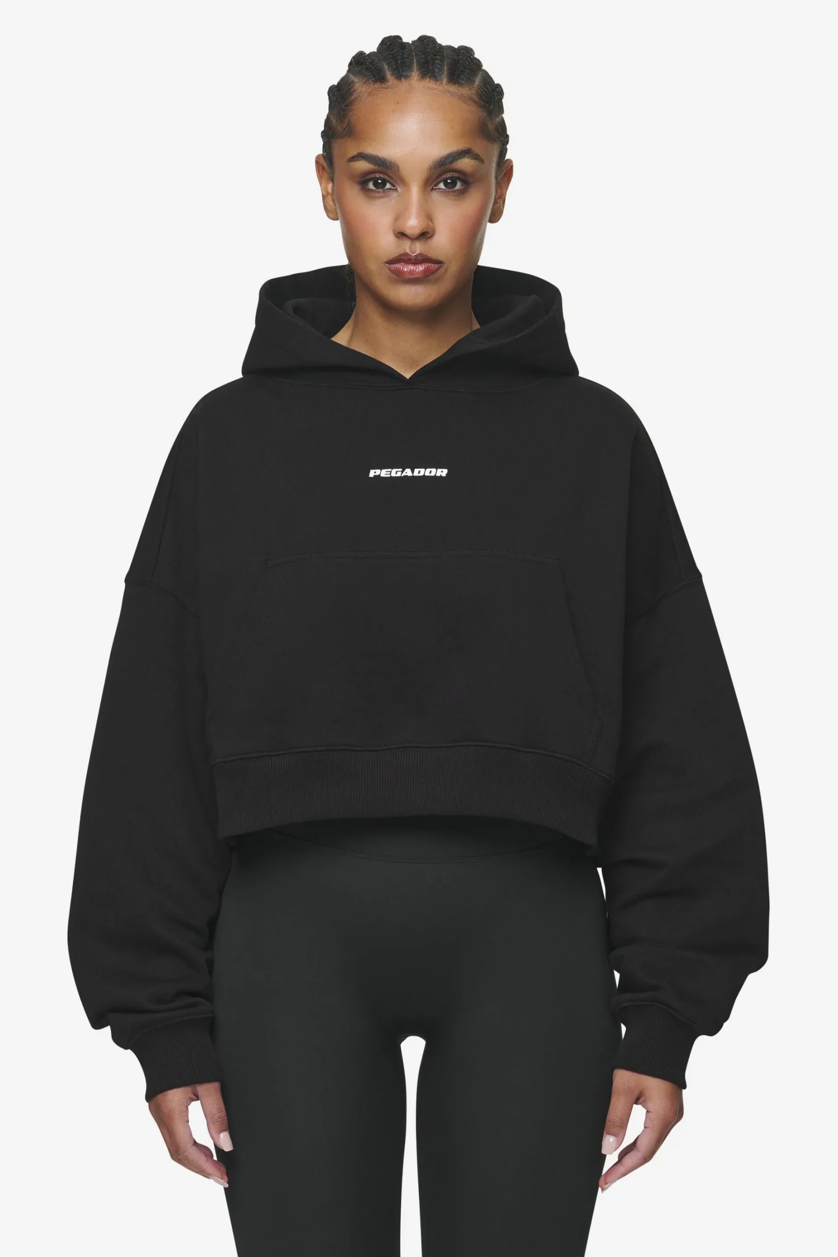 Pegador Salita Oversized Cropped Hoodie Black White Gum