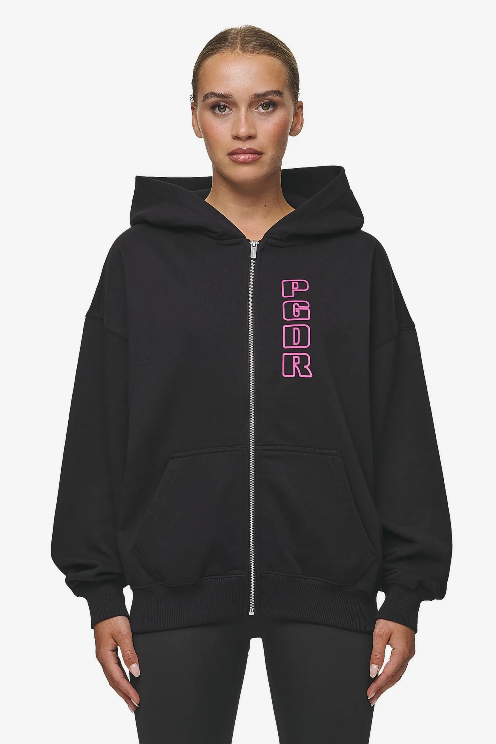 Pegador Skyla Oversized Sweat Jacket Heavy Washed Black