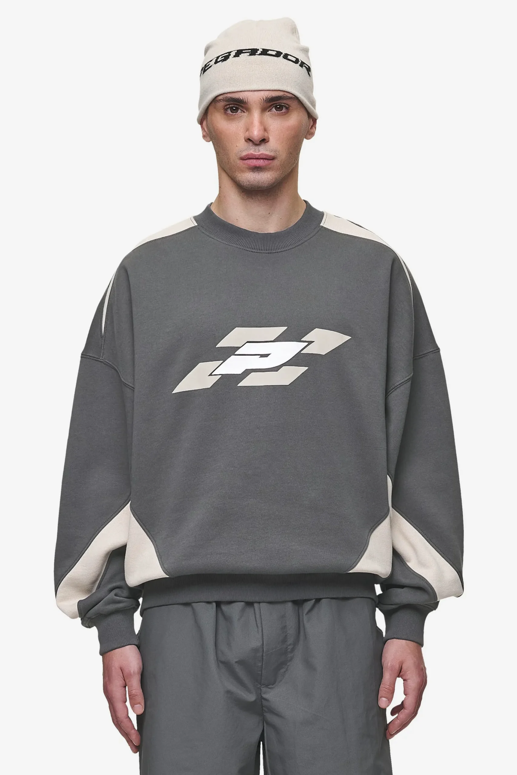 Pegador Slick Boxy Sweater Washed Anthracite