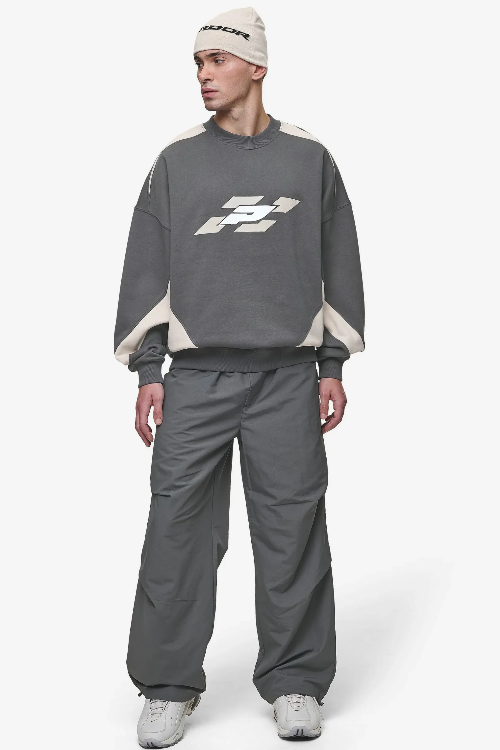 Pegador Slick Boxy Sweater Washed Anthracite