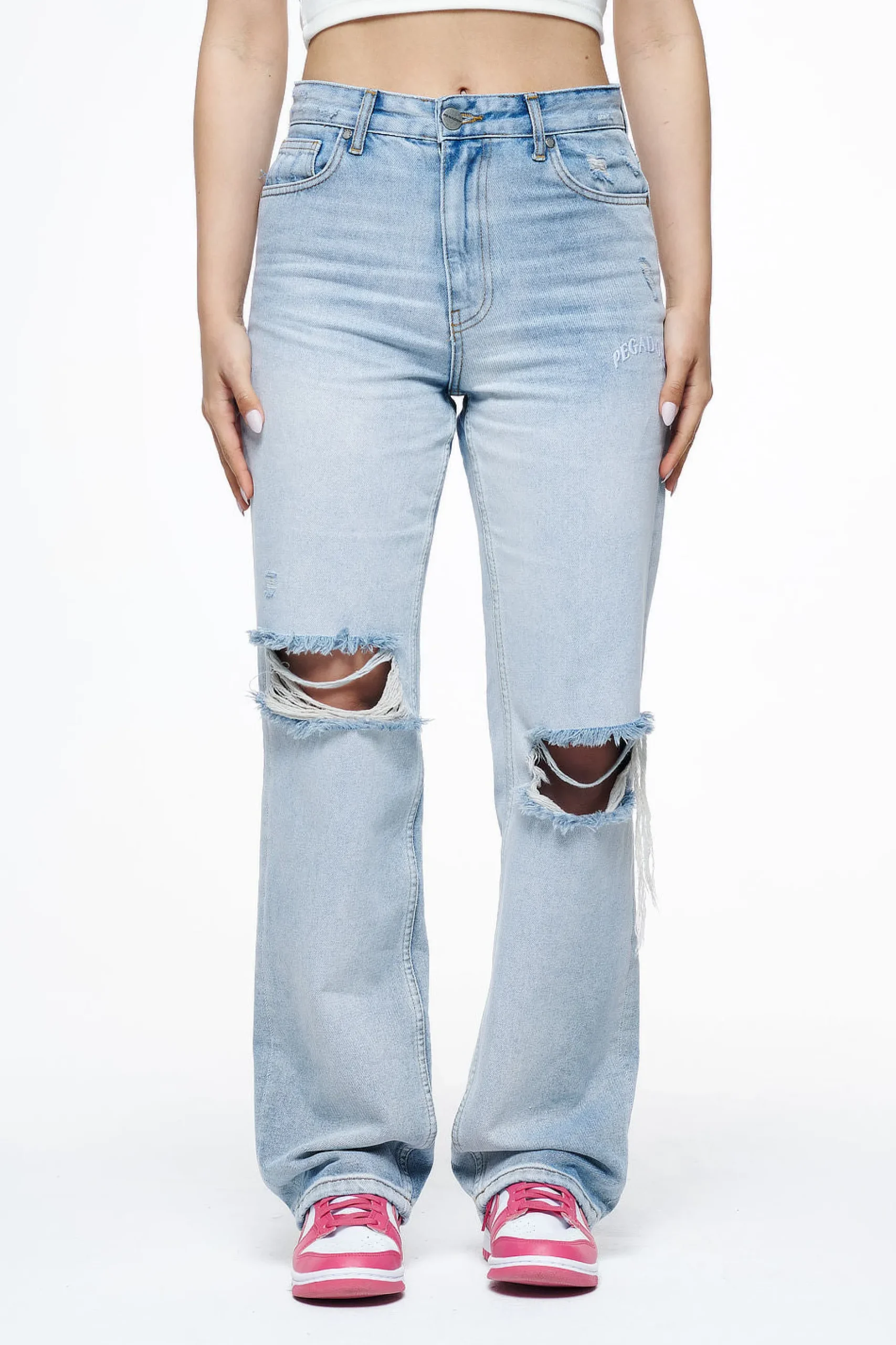 Pegador Soliera Distressed Wide Jeans Light Blue