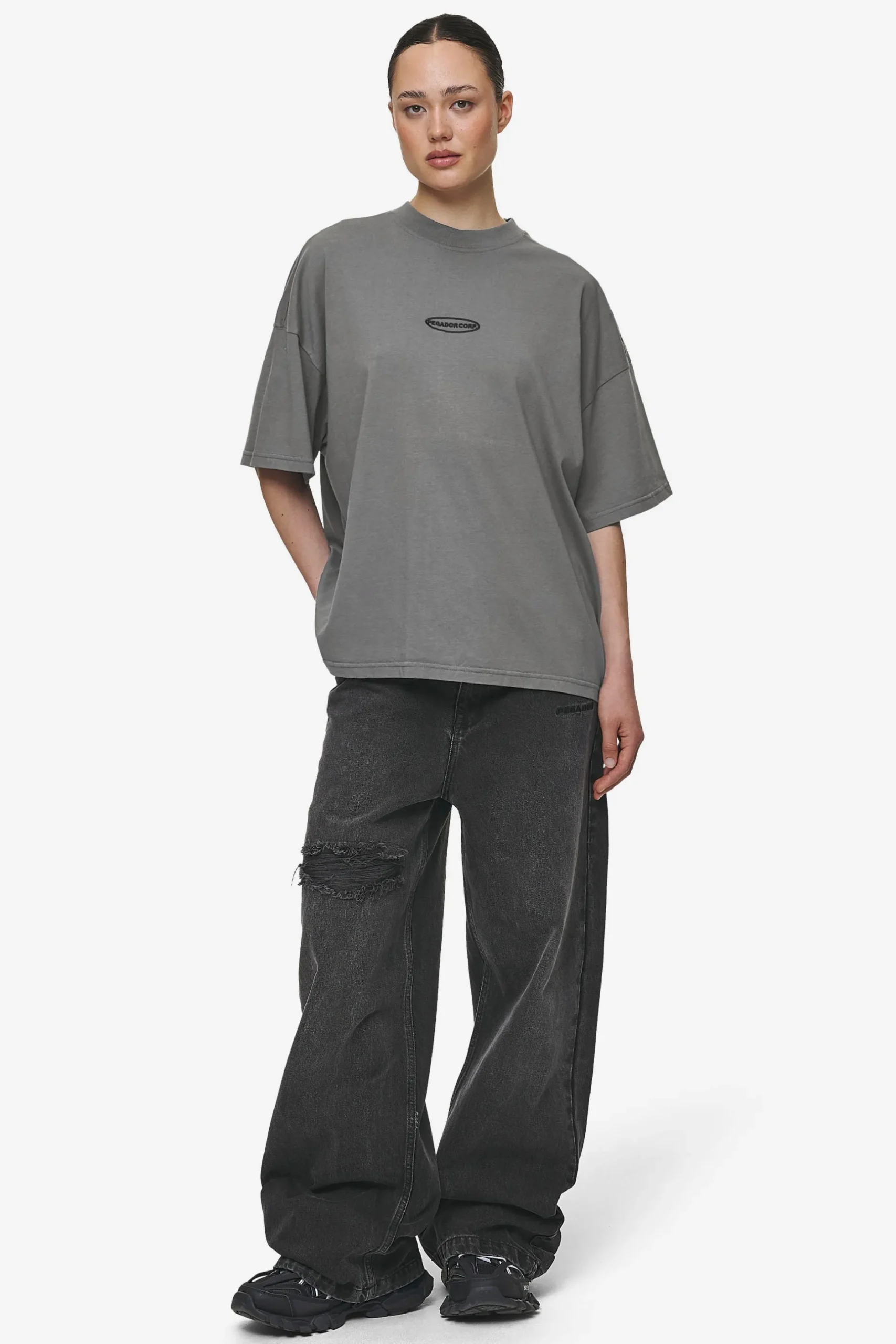 Pegador Sora Heavy Oversized Tee Washed Deep Grey